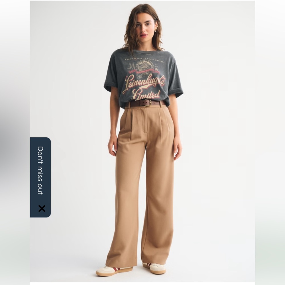 Abercrombie & Fitch Wide Leg Pants in Camel Tan